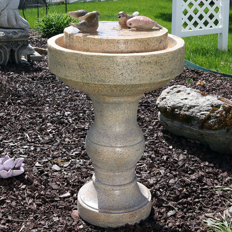 SunnyDaze Decor Polyresin Feathered Friends Outdoor Bird Bath Water